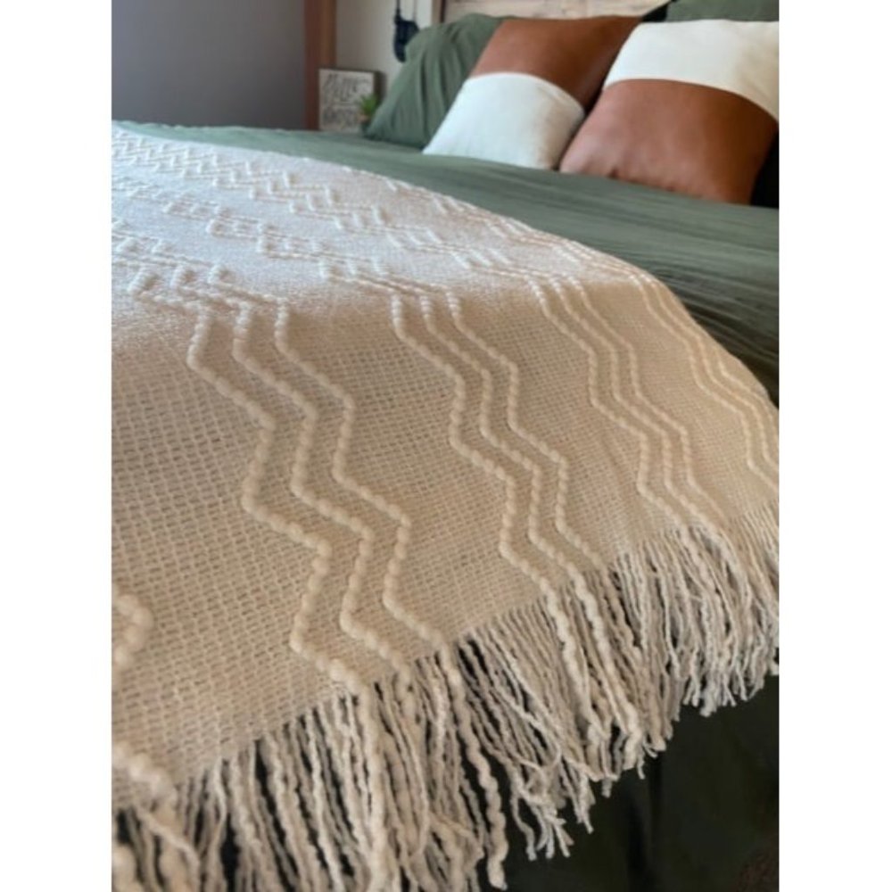 Throw Blanket Knitted Throw Textured Solid Soft Sofa Couch Cover Knitted Blanket